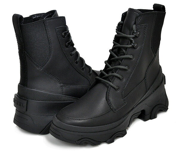[ ポイントUP & 最大2000円OFFクーポン ] 【ソレル ブレックス ブーツ レースアップ ウォータープルーフ】SOREL BREX BOOT LACE WP BLACK JET/NOIR JET nl4305-011 ブラック 防水構造 ゴアデザイン 編み上げ 厚底｜LTD SPORTS ONLINE STORE