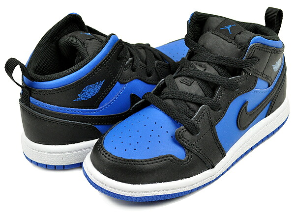 [ ポイントUP & 最大2000円OFFクーポン ] 【ナイキ ジョーダン 1 ミッド トドラー】NIKE JORDAN 1 MID (TD) black/royal blue-white dq8425-042 キッズ スニーカー 子供靴 ブラック ロイヤルブルー