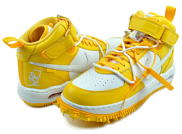 [ ポイント5倍&最大2000円OFFクーポン ] 【ナイキ × オフホワイト エアフォース 1 ミッド SP レザー】NIKE AIR FORCE 1 MID SP LTHR OFF-WHITE white/wht-varsity maize dr0500-101 グリム リーパー ホワイト バーシティーメイズ イエロー