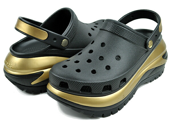 【希少カラー】crocs　メガクラッシュ　厚底　ゴールド×ブラック　24cm 楽天市場】crocs MEGA CRUSH METALLIC CLOG BLACK/GOLD 210368
