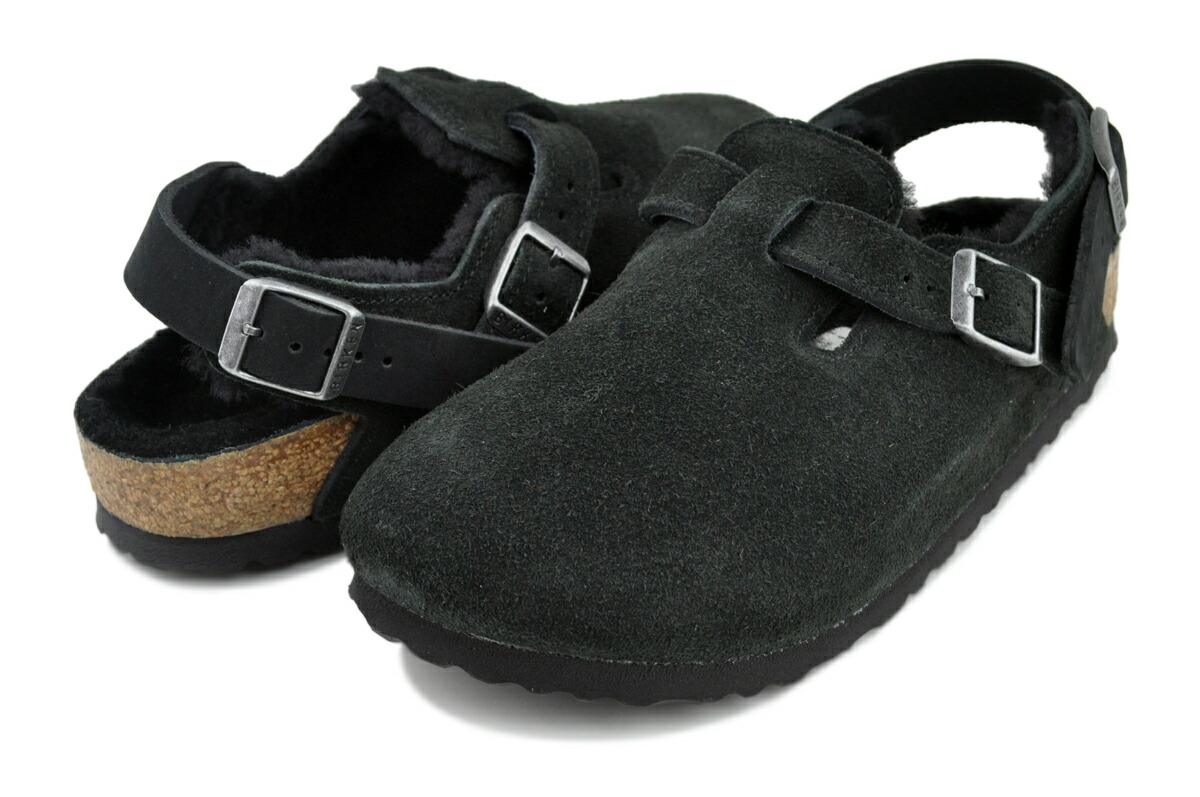 [最短即日発送!! & お得なクーポン!!] 【ビルケンシュトック トキオ インサイド シアリング ナロー】BIRKENSTOCK TOKIO INSIDE SHEARLING (NARROW FIT) BLACK 1028328 ナローフィット ブラック スウェード サンダル レディース