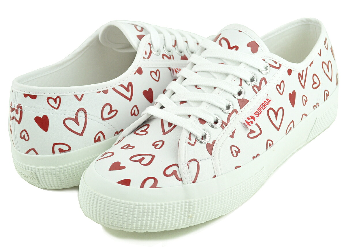 [最短即日発送!! & お得なクーポン!!] 【スペルガ 2750】SUPERGA 2750 VEGAN MATERIAL CUTE HEARTS PRINT WHITE/RED HEARTS s81428w-a15 キュート ハート ホワイト レッド レディース スニーカー