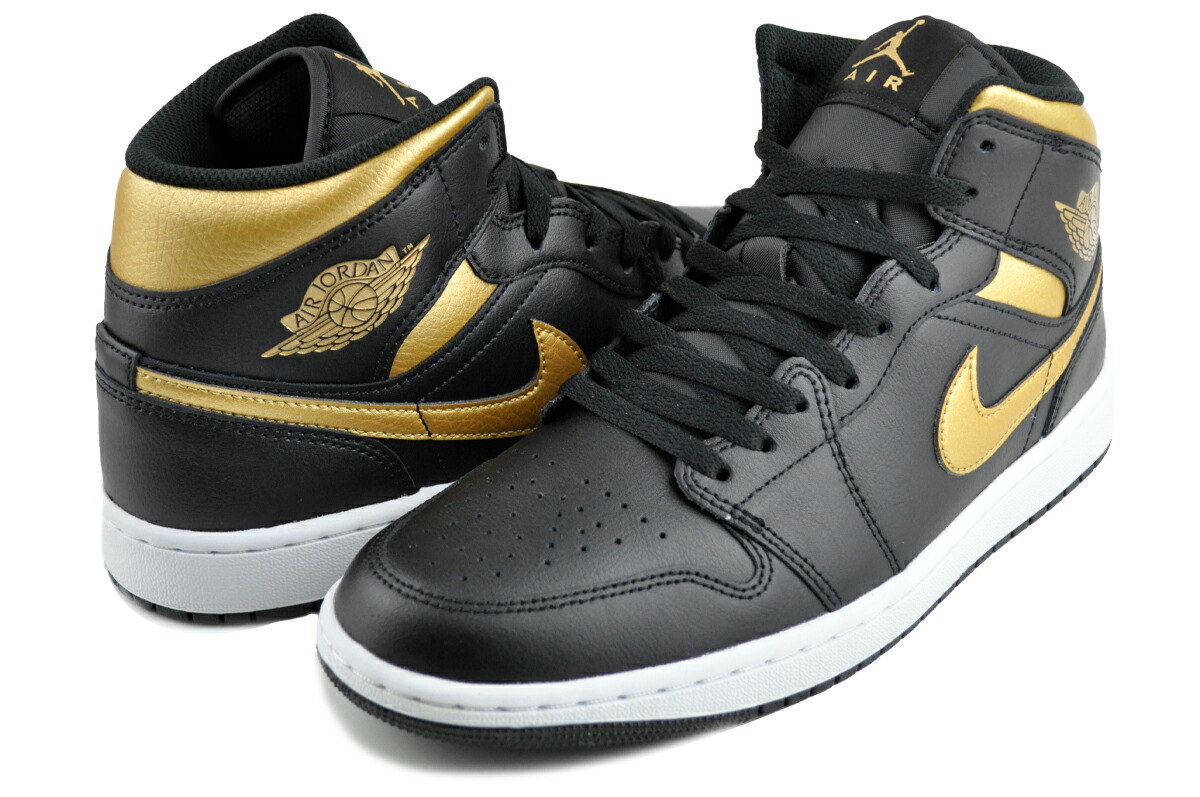 Nike Air Jordan 1 Mid 金色/黒 NIKE AIR JORDAN 1 MID SE GS 