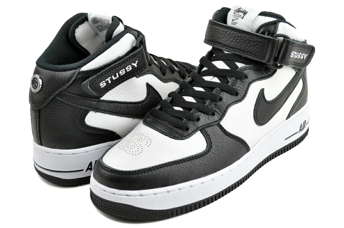 [最短即日発送!! & お得なクーポン!!] ナイキ × ステューシー エアフォース 1 07 ミッド SP ブラック ホワイト NIKE AIR FORCE 1 07 MID SP STUSSY blk/blk-wht