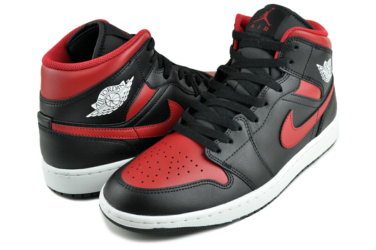 楽天市場】NIKE AIR JORDAN 1 MID blk/varsity red-summit wht dq8426