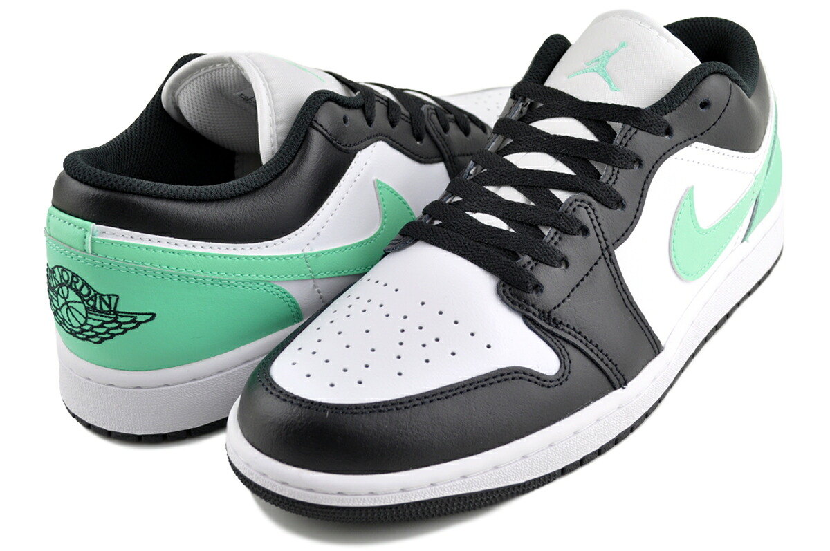 [ ポイントUP & 最大2000円OFFクーポン ] ナイキ エア ジョーダン 1 ロー ホワイト ブラック グリーングロウ NIKE AIR JORDAN 1 LOW wht/blk-green glow 553558-131｜LTD SPORTS ONLINE STORE
