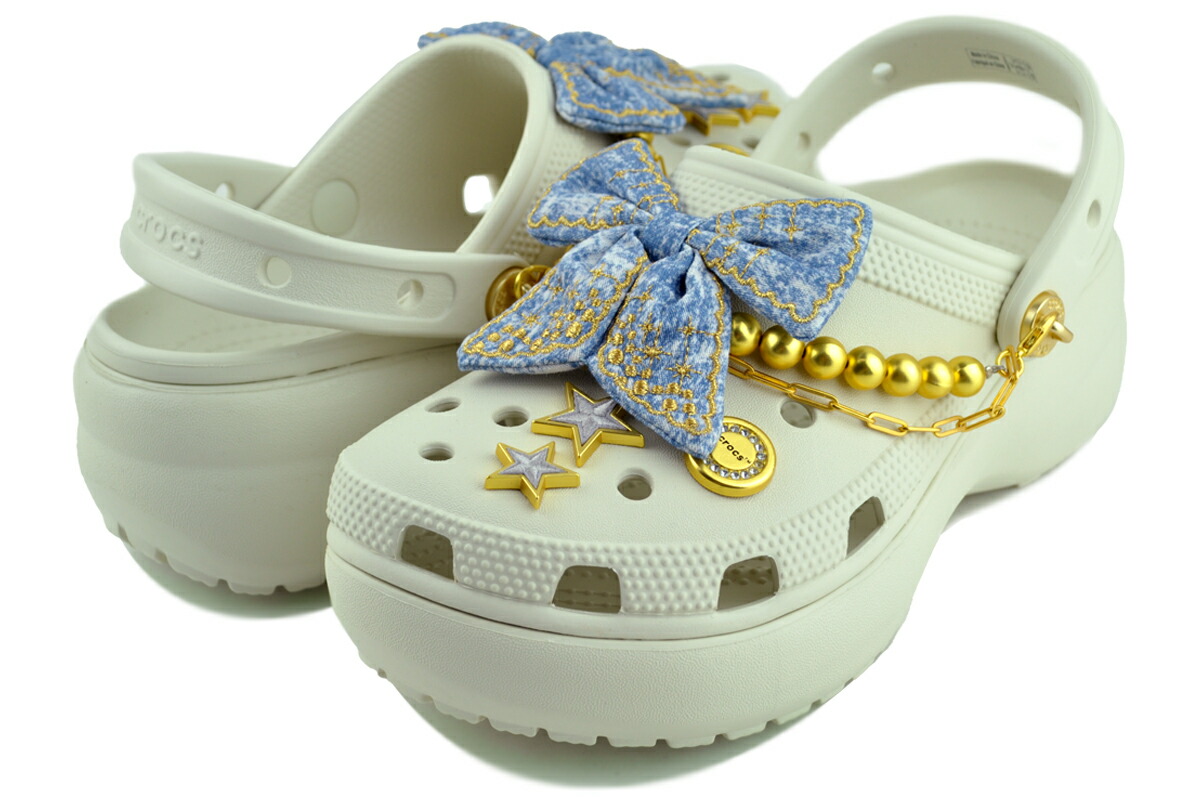 [最短即日発送!! & お得なクーポン!!] クロックス クラシック プラットフォーム デニム グリッツ クロッグ リネン crocs CLASSIC PLATFORM DENIM GLITZ CLOG LINNEL 213114-0hz