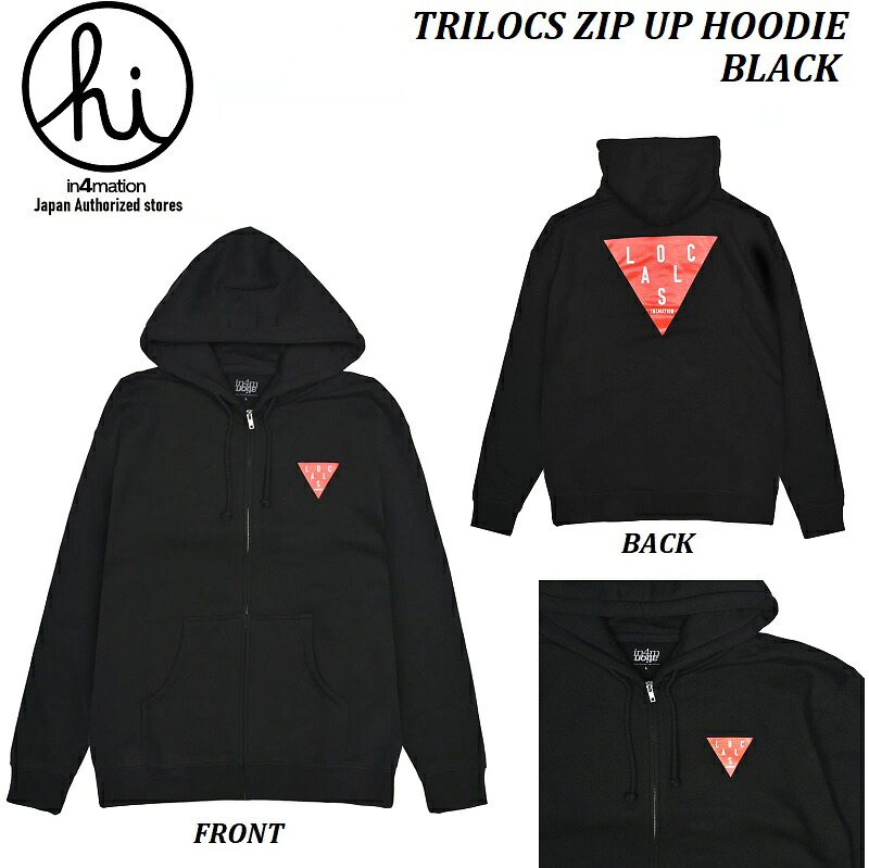 SALE/大売り出し【 IN4MATION / 案内書 】【 国内置き目品 】 TRILOCS ZIP UP HOODIE ジップアップ フーディー BLACK 黒いこと トリロックス パーカー 長袖 メンズ 成人男性 レディース 成人女性 波乗り 滑るゲーム盤 スケボー アロハ州発 HAWAII 表どおり IN4M-FA24-009