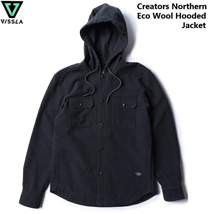 【VISSLA/ヴィスラ】 【国内定まり品】 (2024 FALL\u0026HOLIDAY) Creators Northern Eco Wool Hooded Jacket ボンネット 上衣 アウター 前掛け 波乗り サーフ御召しもの ビスラ 成人男性用 メンズ BLH Black Heather M7056NOR2404