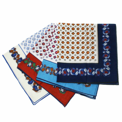 送料無料 メンズ Bassi 新作 フランコバッシ Bassi マフラー スカーフ 返品 交換可能 Franco スカーフ ネッカチーフ 小紋柄 コットン 1 オフホワイト 2 ライトブルー 3 レッド 4 ネイビー Luccicare