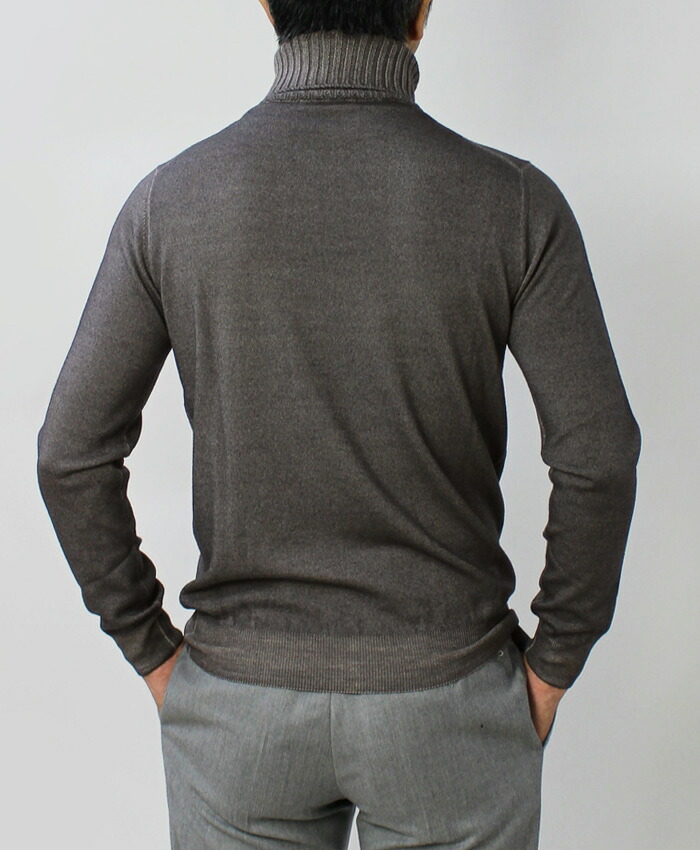 楽天市場 クルチアーニ Cruciani タートルネック ニット 製品染め ウール 編地切り替え Cu094a D01f6v ベージュ グレージュ ブルーグレー ブラウン Sale Luccicare