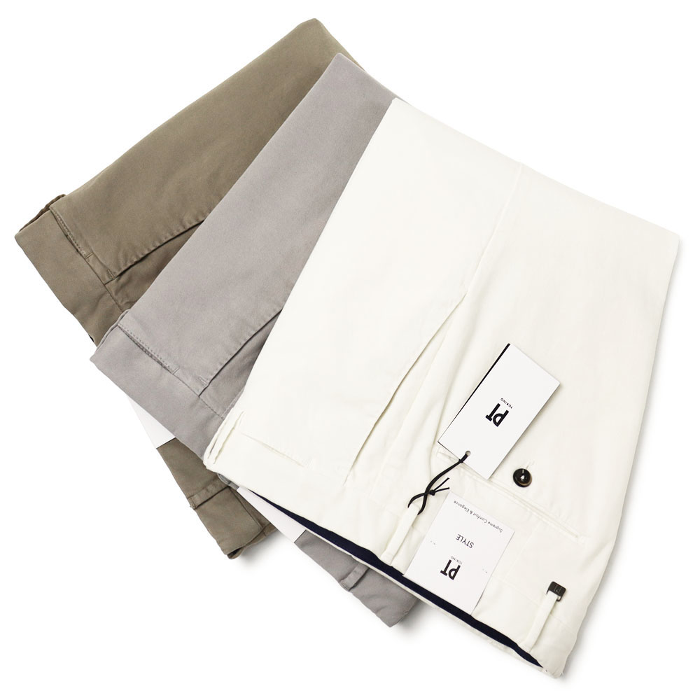 PT TORINO / ピーティー トリノ / 百貨店か細い 相応う / SUPER SLIM FIT / 否筋目 スラックス / ウィンターコットンストレッチギャバ / ガーメントダイ 【CODT01Z00CL1/SD78】【Y015.象牙色/Y222.ともし火薄墨色/Y121.グレージュ】【SALE 20】