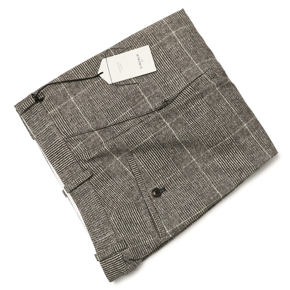 チルコロ 1901 / CIRCOLO 1901 / ノープリーツ パンツ / セットアップ対応 / グレンチェック プリント カシミヤタッチ コットン ジャージー / SLIM FIT / 5204-499307 【グレー】【SALE 20】