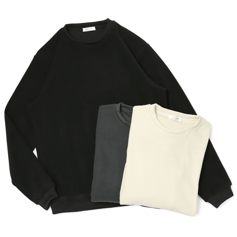 アンティーチポ / ANTICIPO / クルーネック ロングスリーブ Tシャツ / フリース / NEBBIOLO LUNGO 【オフホワイト / グレー / ブラック】【SALE 20】