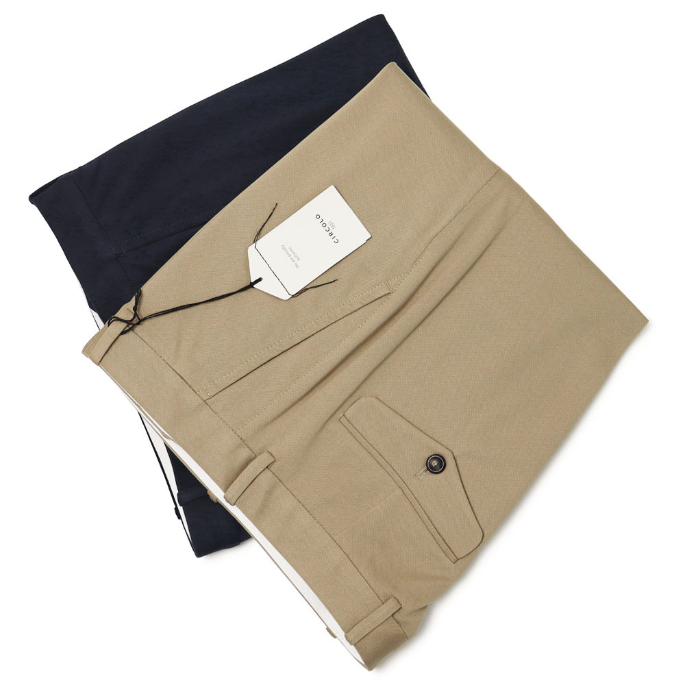 チルコロ 1901 / CIRCOLO 1901 / ノープリーツ パンツ / セットアップ対応 / 軽量 コットン サマー ジャージー / 5104-466102 【ベージュ/ネイビー】【SALE 20】