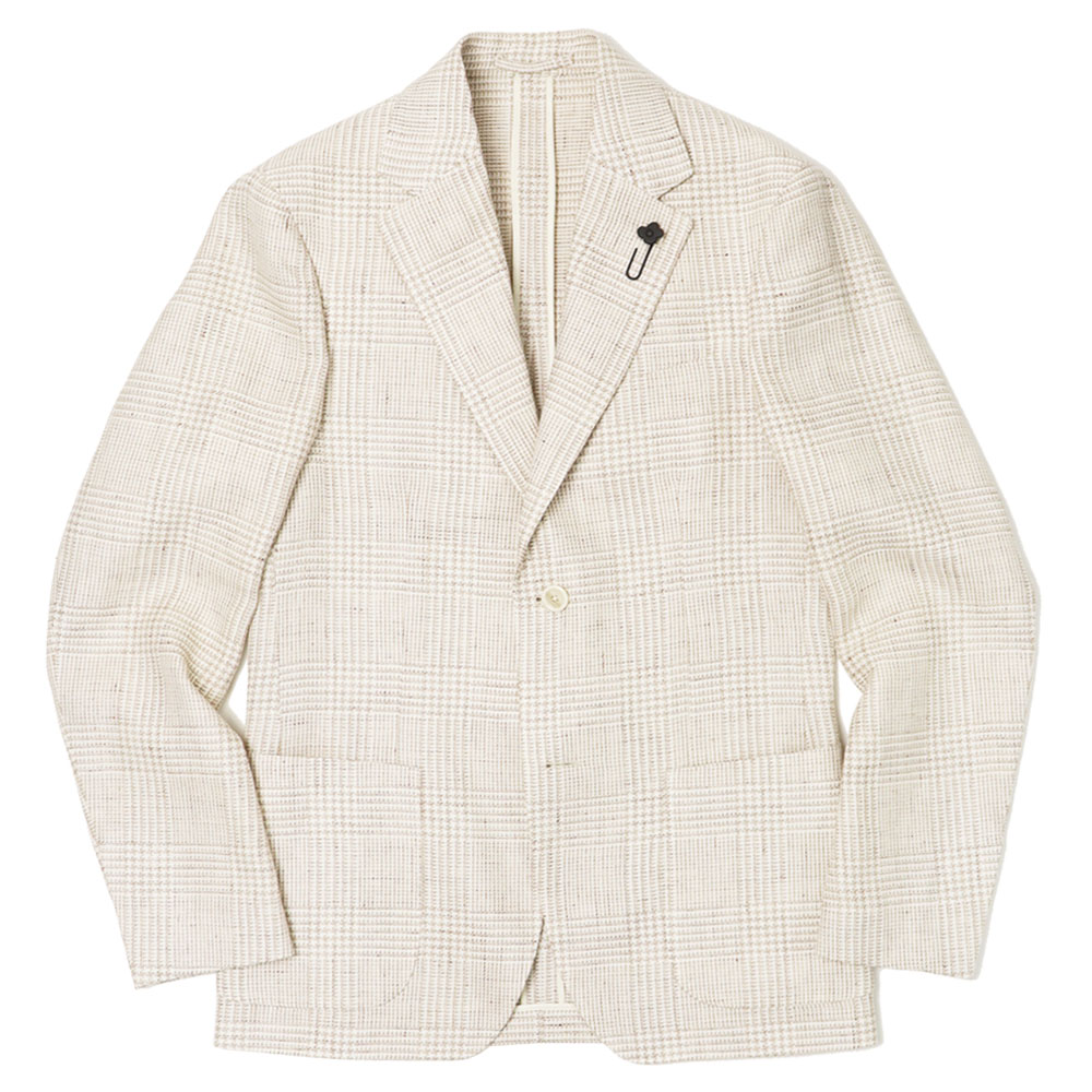 ラルディーニ / LARDINI / ROMA / ローマモデル / シャツ ジャケット仕様 / リネンコットン / グレンチェック柄 / 2釦 2パッチ / 6202Q-IF66509【151BE.ベージュ】【SALE 20】｜luccicare