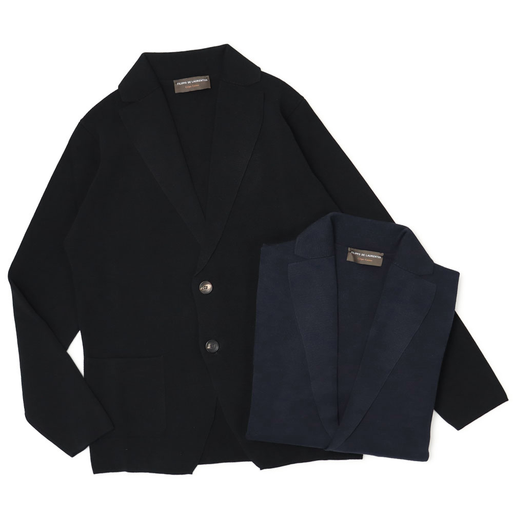 フィリッポ デ ローレンティス / FILIPPO DE LAURENTIIS / シングルニット ジャケット / クレープコットン / ミラノリブ / 6110-RJMLMPT 【890.ネイビー / 990.ブラック】 40,755円