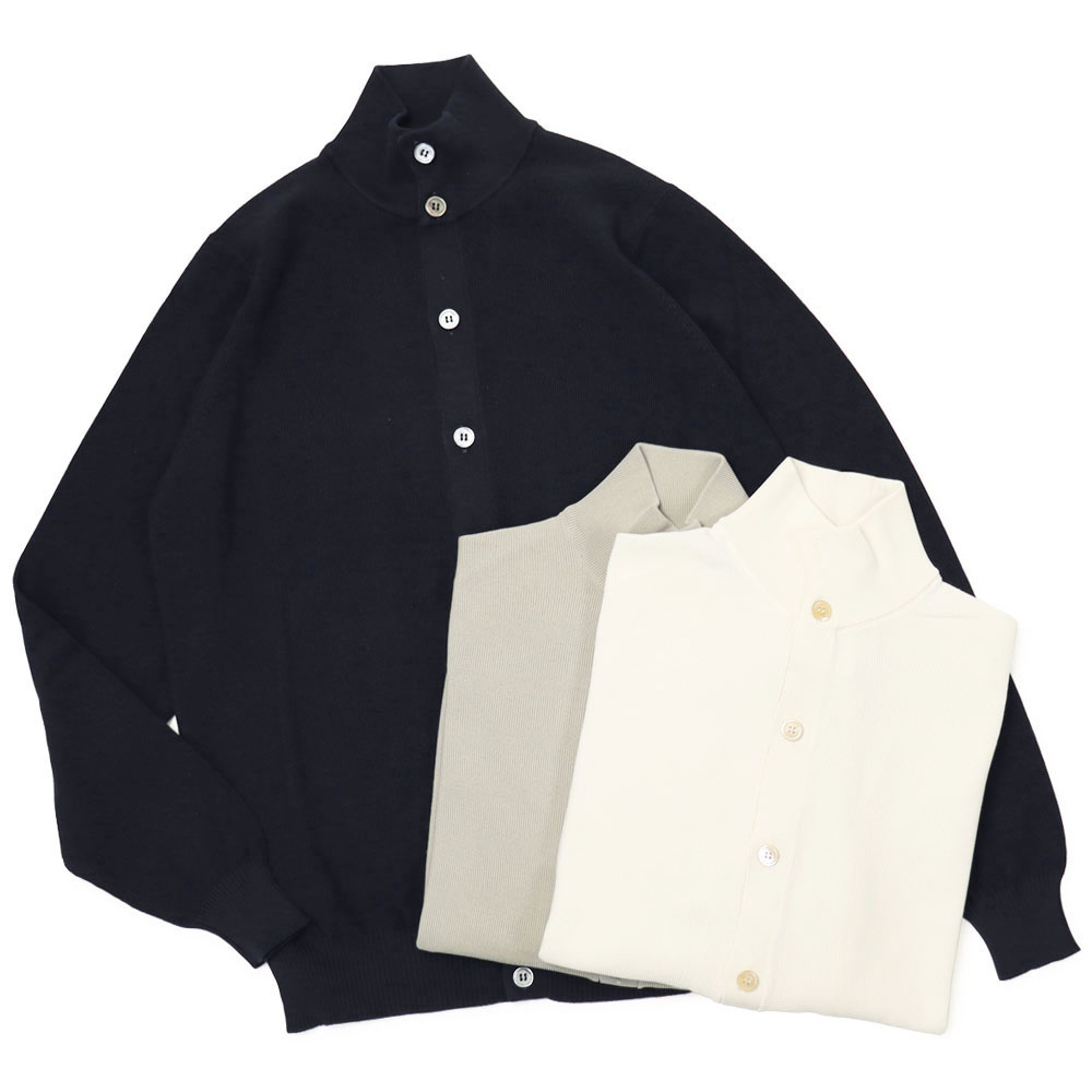 フィリッポ デ ローレンティス / FILIPPO DE LAURENTIIS / スタンドカラーニット / crepe cotton / クレープコットン / 6110-BB1ML11 【オフホワイト/グレージュ/ネイビー】