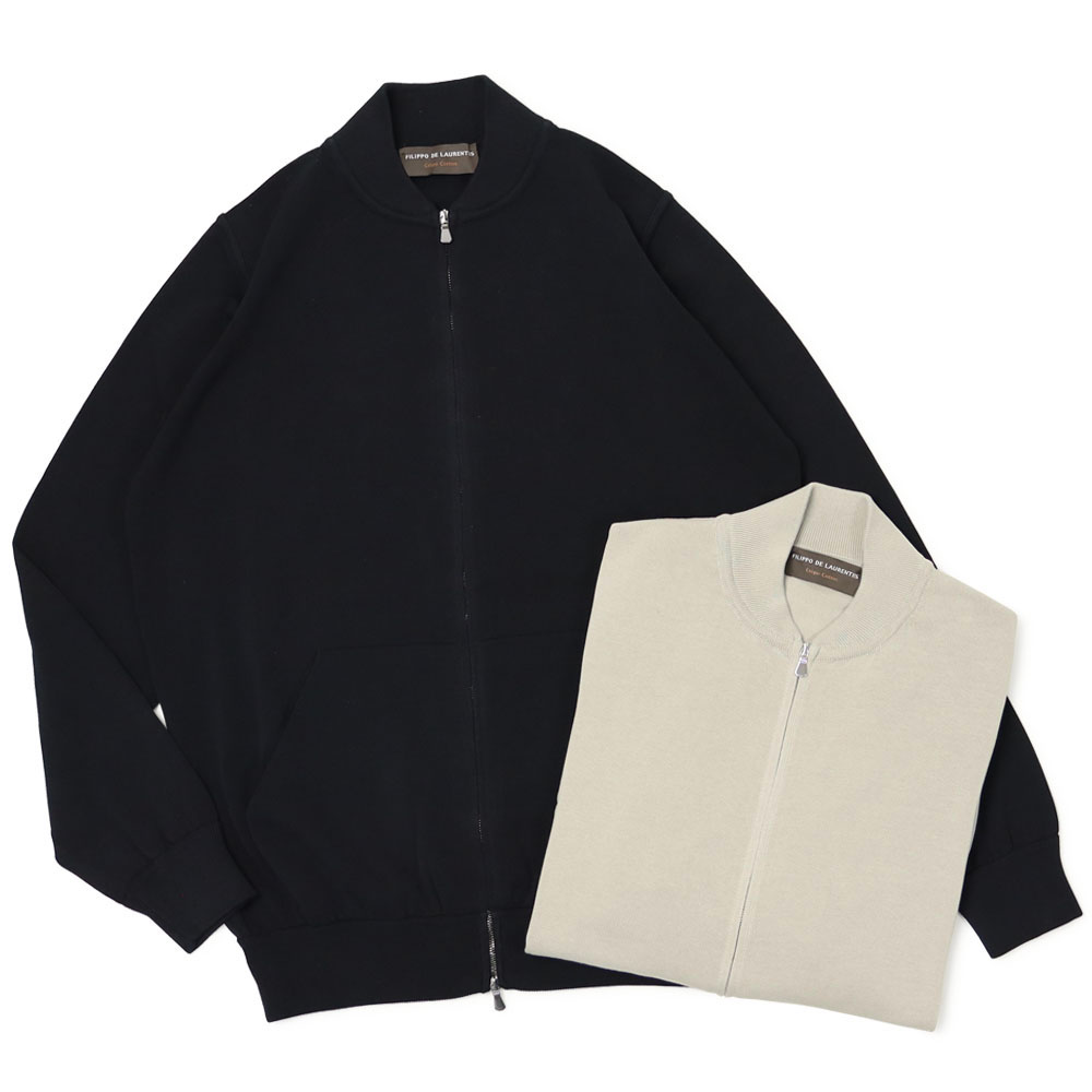 フィリッポ デ ローレンティス / FILIPPO DE LAURENTIIS / ZIP UP MA-1型ブルゾン / クレープコットンニット / 6110-BZ1ML2AT【902.グレージュ / 990.ブラック】