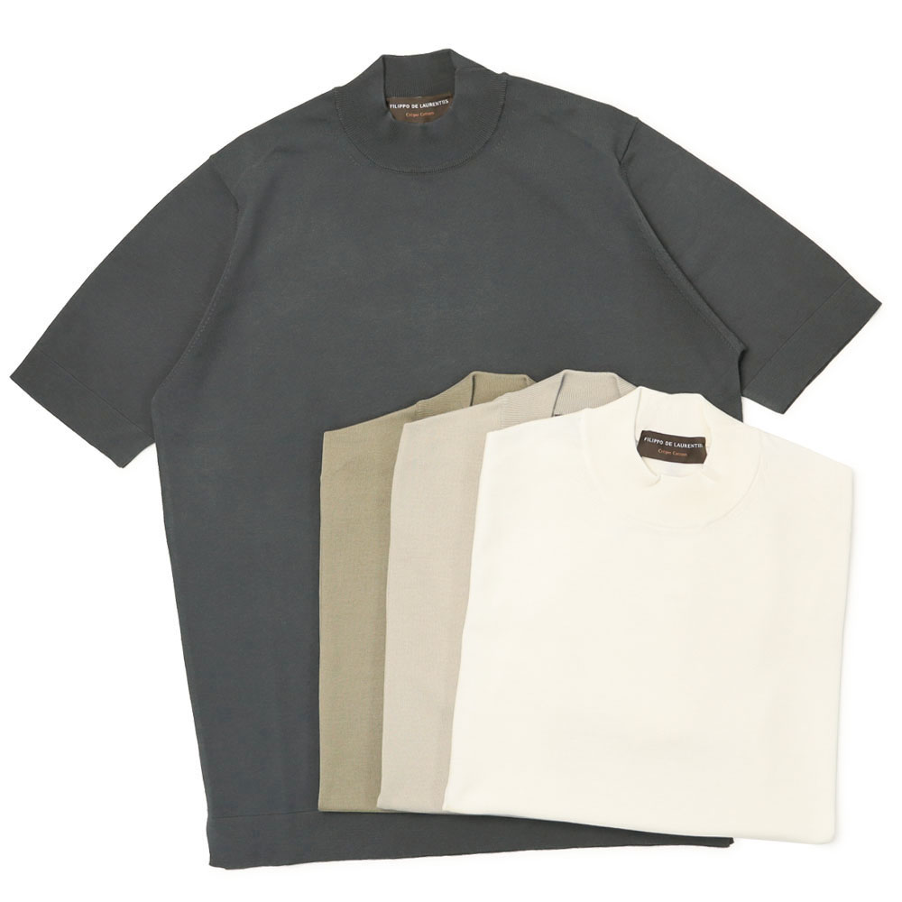 フィリッポ デ ローレンティス / FILIPPO DE LAURENTIIS / 編み物 プルオーバー / crepe cotton / 縮緬綿織物 モックネック / 6110-LU0MC20【全４色】