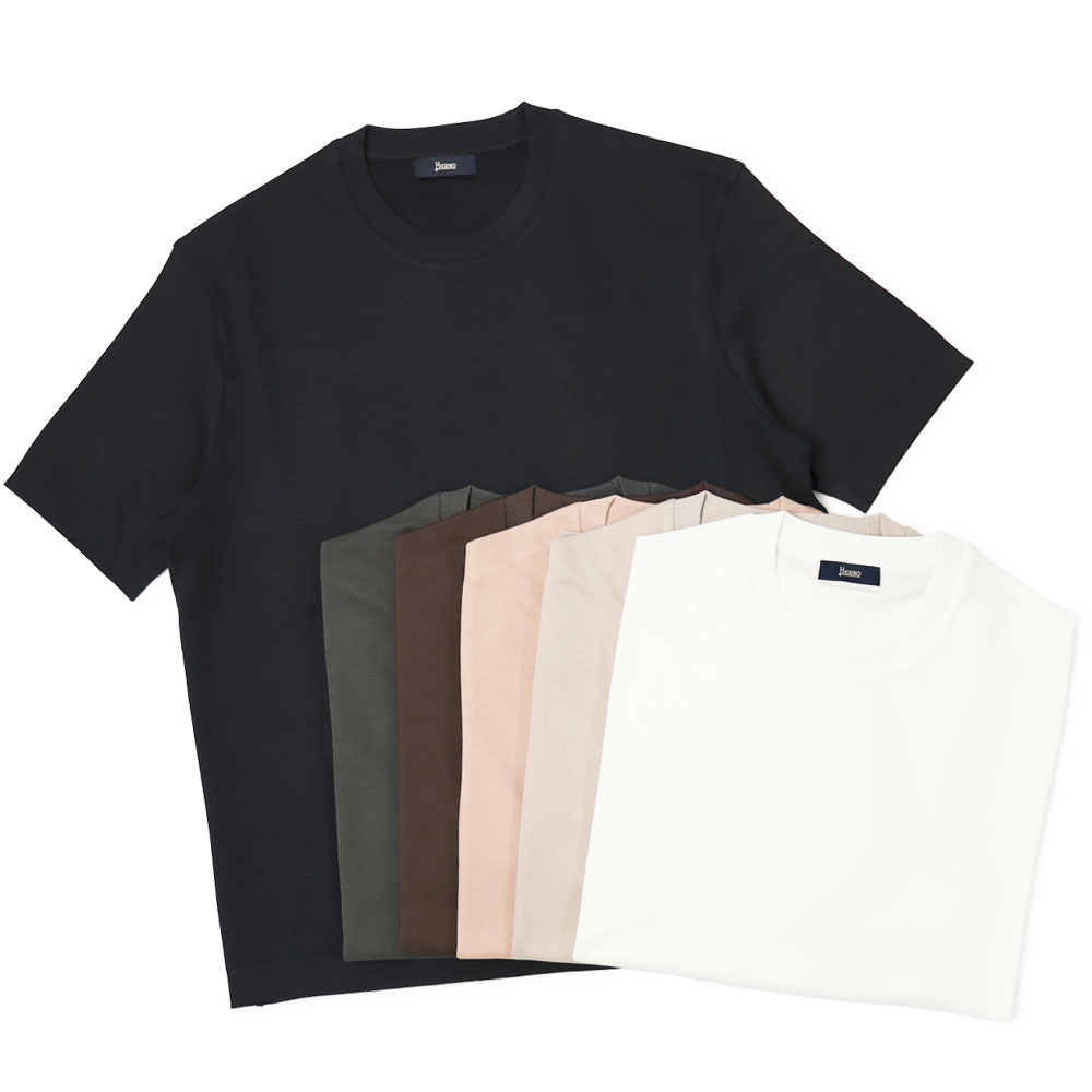ヘルノ / HERNO / クルーネック 半袖Tシャツ / ニットライク / JG000206U-52059【全６色】｜luccicare 29,304円