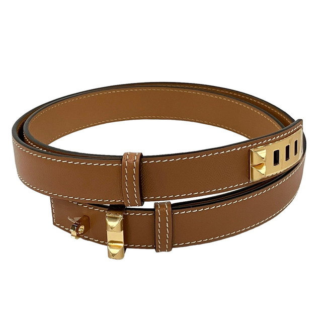 HERMES エルメス コリエドシアン 24 ゴールド×ゴールド金具 ヴォーエプソン D目じるし 41660473【新品】
