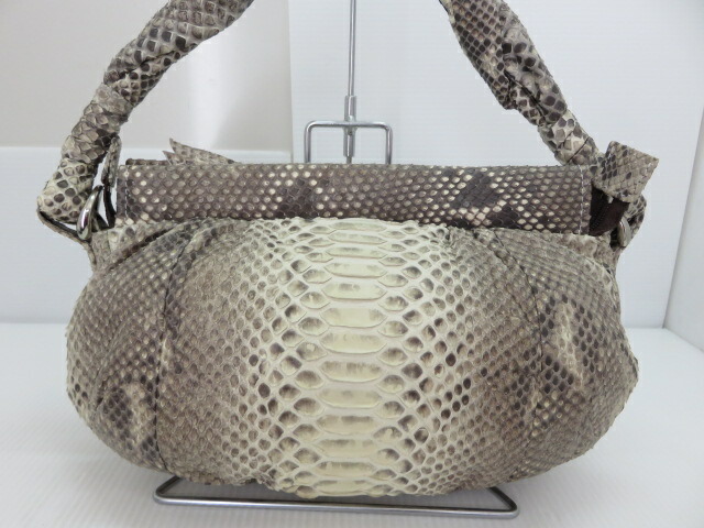 受賞店舗 中古品 Gres グレ 2wayショルダーバッグ パイソン ホワイト グレー Yr 10608 国内配送 503 Sv