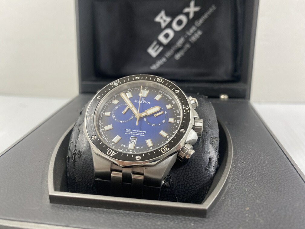 【楽天市場】【中古品】エドックス クォーツ クロノグラフ 腕時計 10109-3CA EDOX Quartz Chronograph YR ...