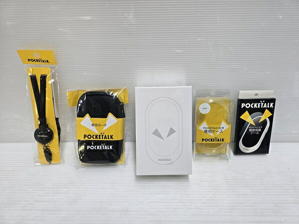 【未使用未開封品】 ソースネクスト ポケトーク POCKETALK W1PGG ゴールド 通訳機 グローバル通信(2年) 純正アクセサリー4点セット ○YR-19479○