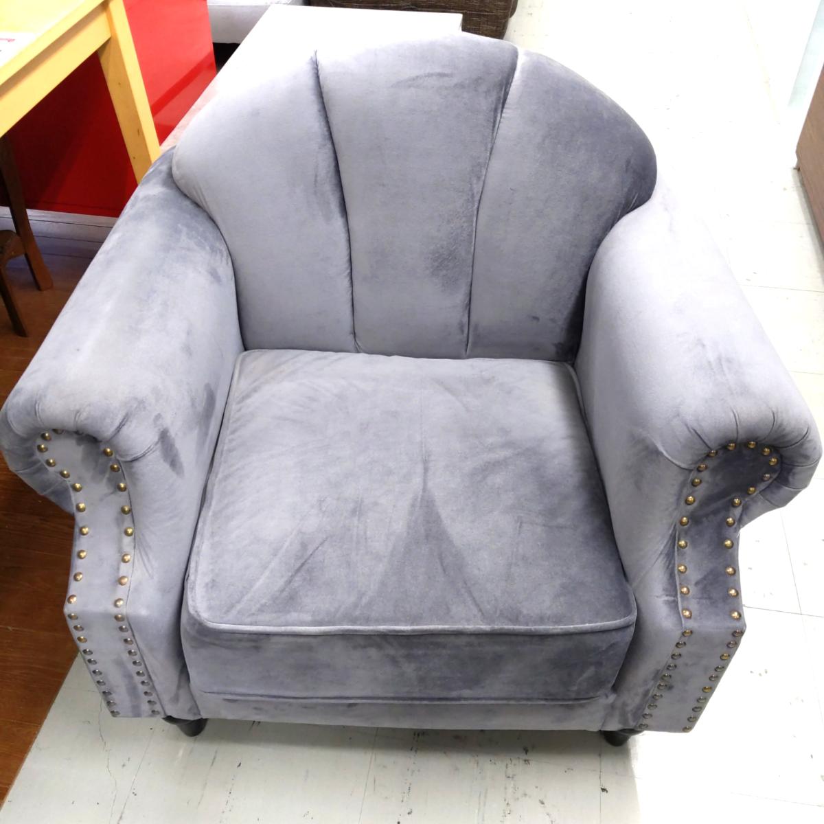 【中古品】萩原 ハギワラ 1人掛けソファ チャコールグレー ルコ1P-CGY〇YR-54368〇