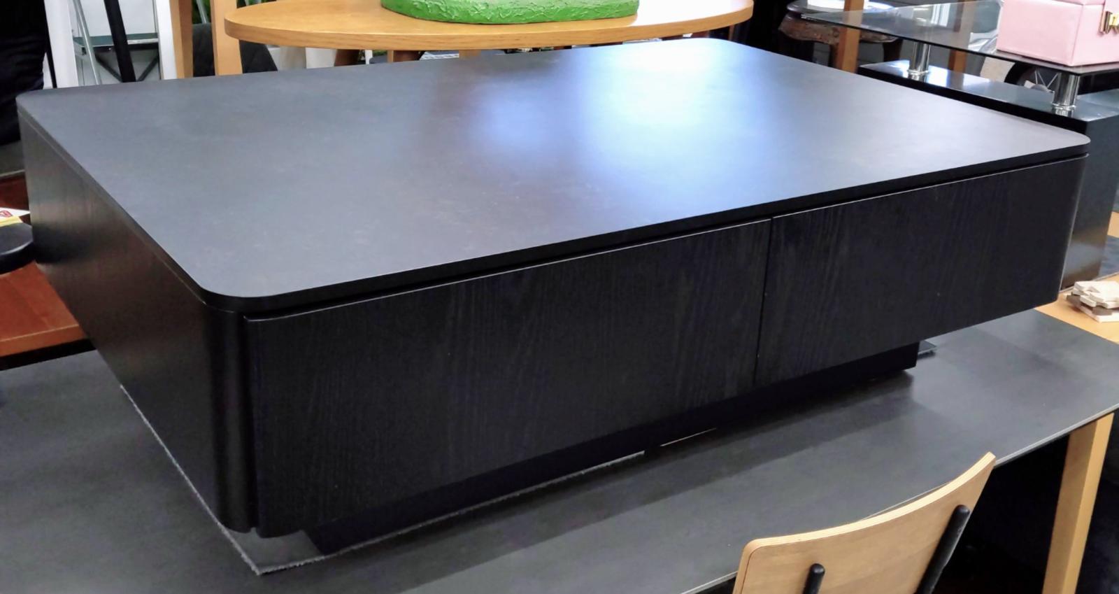 【中古品】大川家具 モーブル Meuble 収納付きリビングテーブル ブラック MLT-211〇YR-54367〇