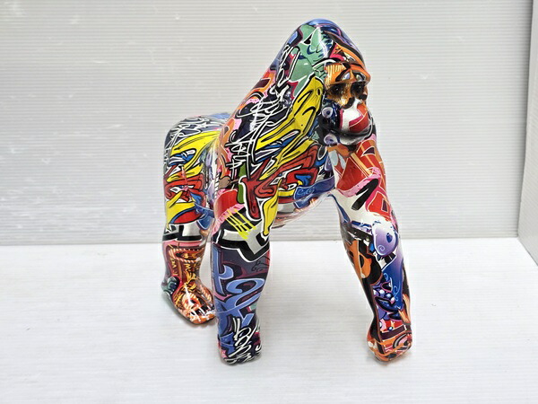 【中古品】 大猩猩 飾り付け オブジェ ポップアート グラフィック 室内装飾 飾り付け ○YR-19851○