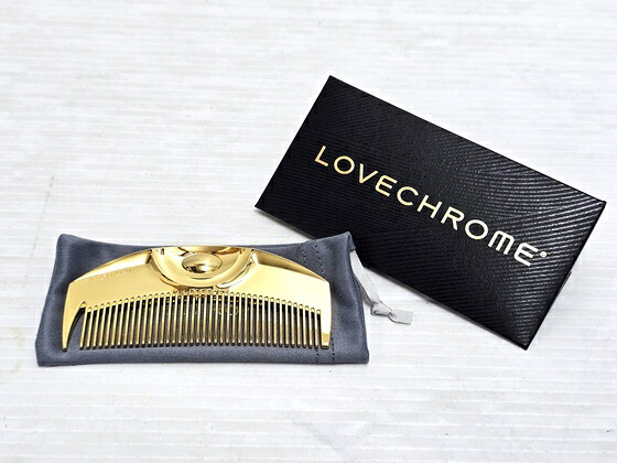 【中古品】 LOVECHROME ラブクロム K24GP ツキ ゴールド ヘアコーム 日本製 軽量 コンパクト お出掛け用にも 外出時 前髪のセット ○YR-19926○