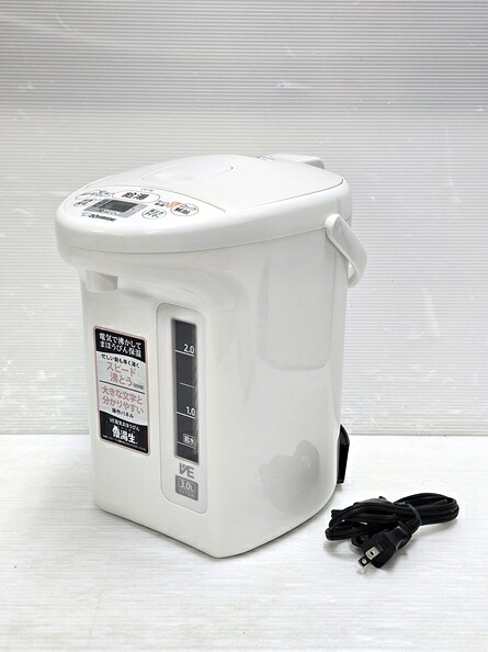 【中古品】 象印 ZOJIRUSHI 3.0L マイコン沸とう VE電気まほうびん 優湯生 CV-TE30型 2022年 ホワイト ○YR-20003○|リサイクルーチェ