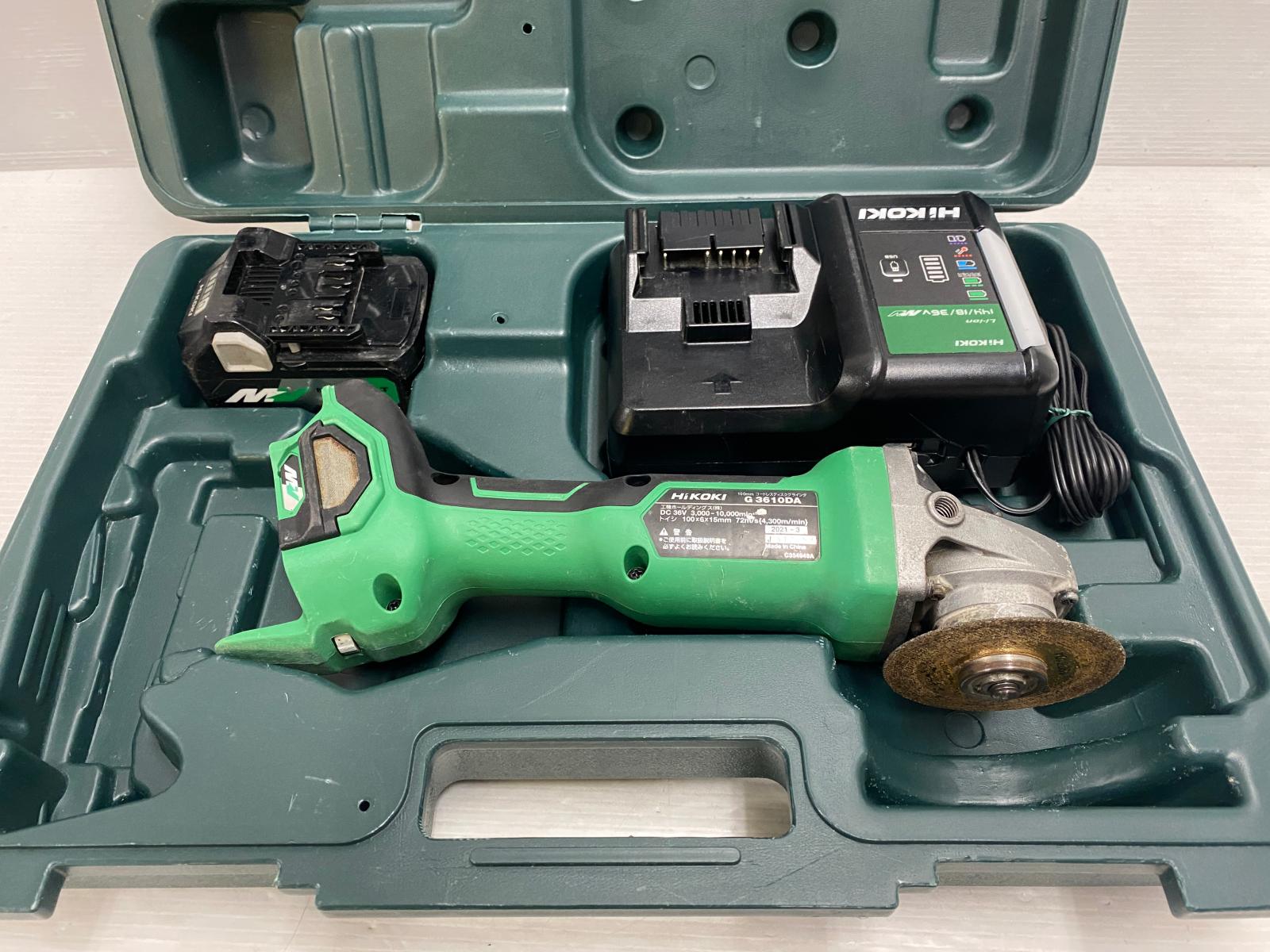 【中古品】HiKOKI ハイコーキ 36V 100粍 ディスクグラインダ G3610DA 【乾電池・申し受ける器付】 ○YR-20031○