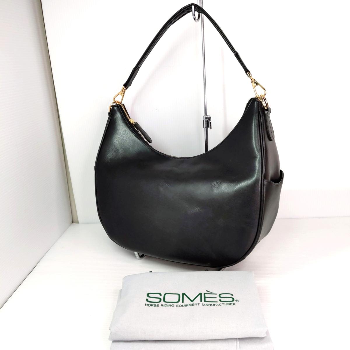 【中古品】SOMES SADDLE ソメスサドル レザーショルダーバッグ ブラック〇YR-54822〇 15,800円