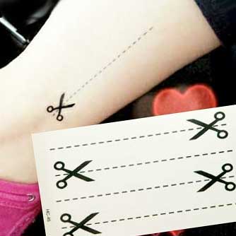 楽天市場 最短当日出荷 タトゥーシール キリトリ線 ハサミ フェイクタトゥー タトゥーステッカー ハロウィン フェイクアート セレクトショップルチア