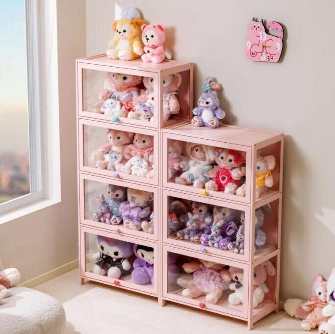 アクリル コレクションケース 大型 2層/3層 /4層/5層 ぬいぐるみ収納 フリップトップ収納キャビネット 竹枠 ロータイプ フィギュアコレクション棚 透明展示ケース 収納 完全密封 大容量 コレクターアイテム ショーケース リビングルーム 寝室 オフィス などに適しています