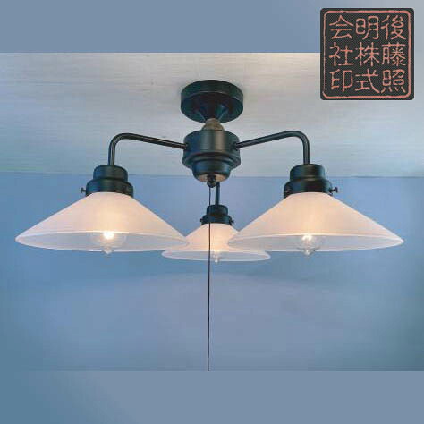 後藤照明装置 外消し瑠璃P1 黒ペンキ塗り 3灯最高限度ともし火  GLF-3547BK