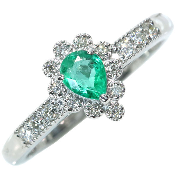 （売り切り価格）ペアシェイプ　豪華　プラチナ900 大粒エメラルド1ct 売り切り価格）ペアシェイプ 豪華 プラチナ900 大粒エメラルド