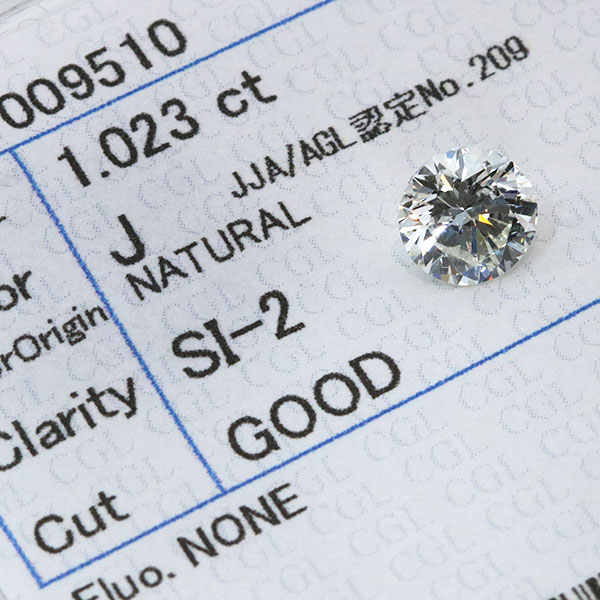 ◆スーパーディールDEAL 15％ポイント還元対象◆ダイヤモンド 1.023カラット ルース loose J　SI2　GOOD ソーティング付 /白・透明(ホワイト)/ダイヤモンドルース/リフォーム エンゲージ 空枠/ラックジュエル luckjewel/