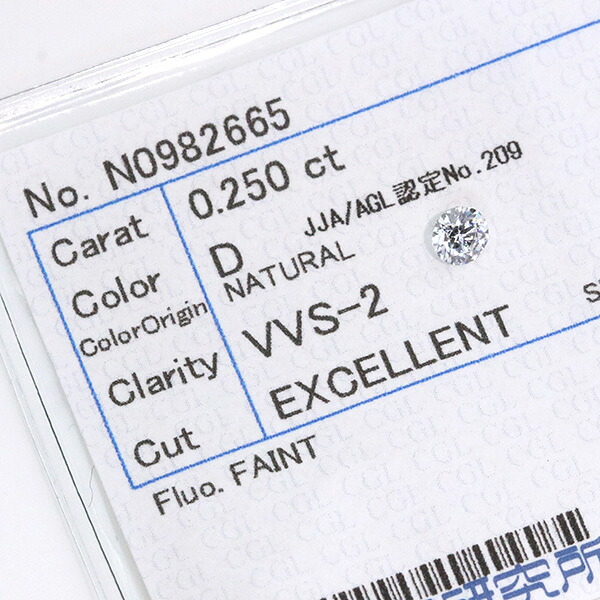 【最大30％OFF＆店内ポイント2倍中】ダイヤモンド 0.250カラット ルース loose D　VVS2　EXCELLENT ソーティング付 /白・透明(ホワイト)/ダイヤモンドルース/リフォーム エンゲージ 空枠/ラックジュエル luckjewel/｜LuckJewel　ラックジュエル