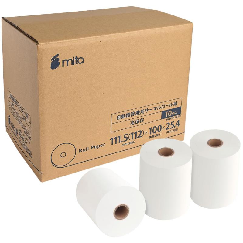 mita 自動精算機用 サーマルロール紙 111.5×100m×1インチ（25.4mm） 高保存タイプ 10巻入 感熱ロール紙