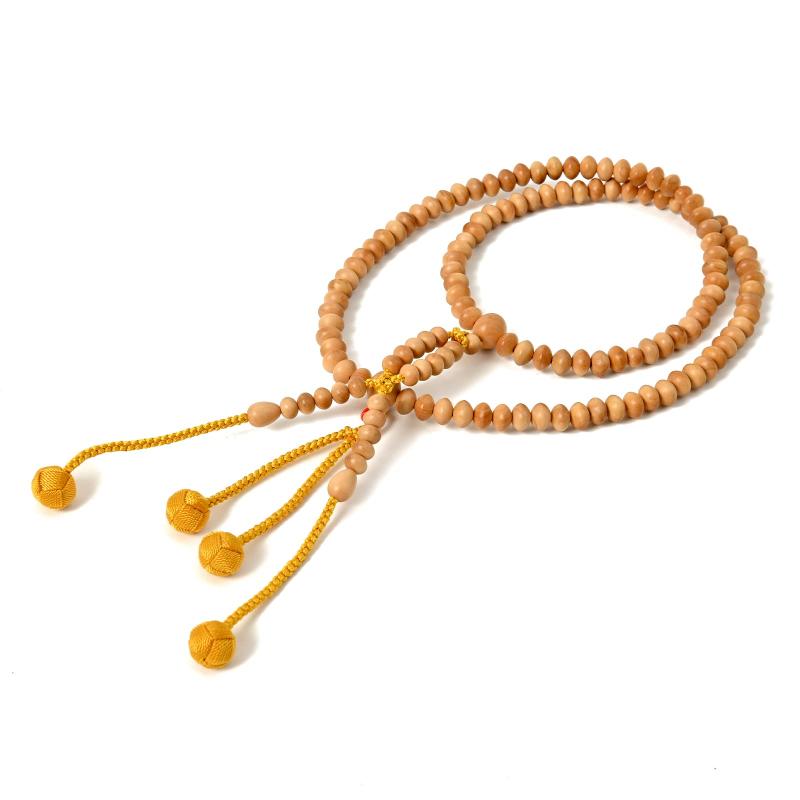 shingon.shop 念珠 数珠 真言宗 請来型 艶消し 尺三平 共仕立 金茶色梵天 桐箱入り (黄楊 柘植)|luck-luck