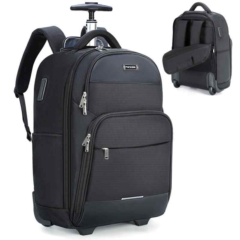 [Lekesky] キャリーリュック 大容量 30L 15.6インチPC リュック 調節可キャリーバー 2つホイール 自立 USB充電ポート 3層タイプ多機能 防水 防汚 耐衝撃 ビジネスリュック 盗難防止 機内持ち込み ｜luck-luck