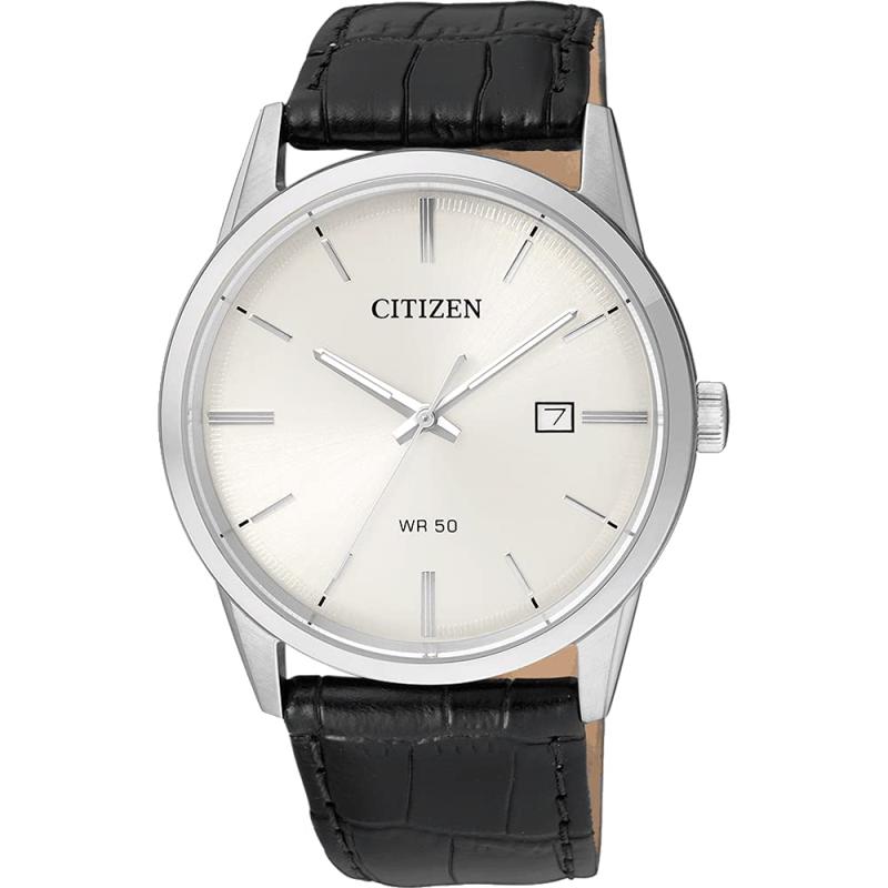 Citizenメンズ腕時計 クォーツ ステンレススチール製 レザーバンド カジュアルウォッチ ブラック (モデル：BI5000-01A) [並行輸入品]｜luck-luck
