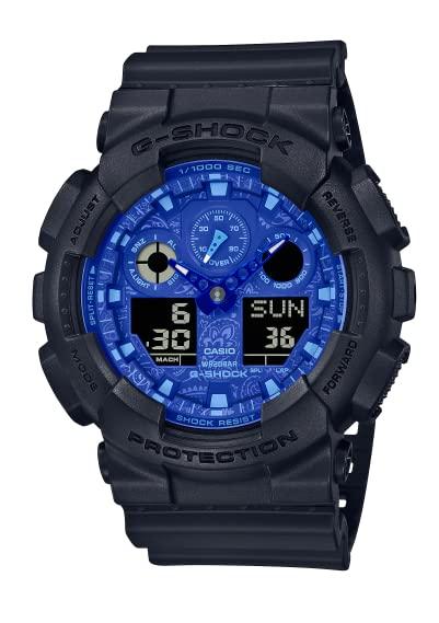 カシオ ジーショック GA-100 SERIES BLUE PAISLEY ウオッチ メンズ 雨合羽 黒いこと GA-100BP-1A [並行輸入品]