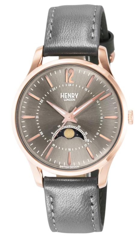 [HENRY LONDON(ヘンリー英国の首都)] HENRY LONDON(ヘンリー英国の首都) ウオッチ FINCHLEY フィンチリー 日本 薄墨色 文字記号盤 ステンレス鋼スチール写真 風防ガラス 水晶 MOONPHASE お月さま位相角 34MM 連合王国 ロン