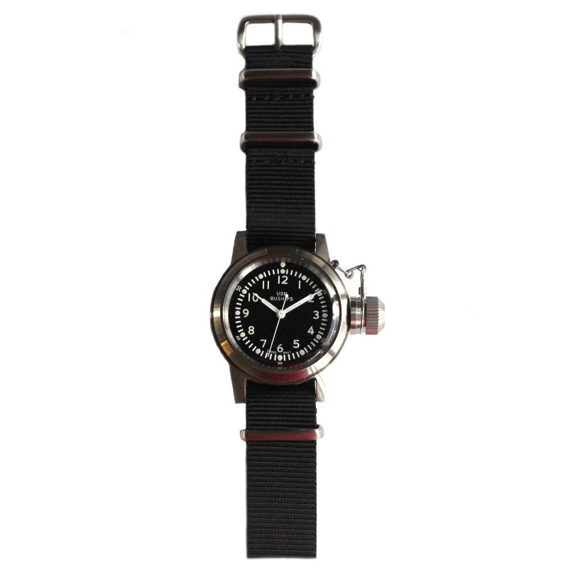 [Naval watch co.] ミリタリーウォッチNaval military watch Mil.-04 SV/BK US MARINE USN BUSHIPS type