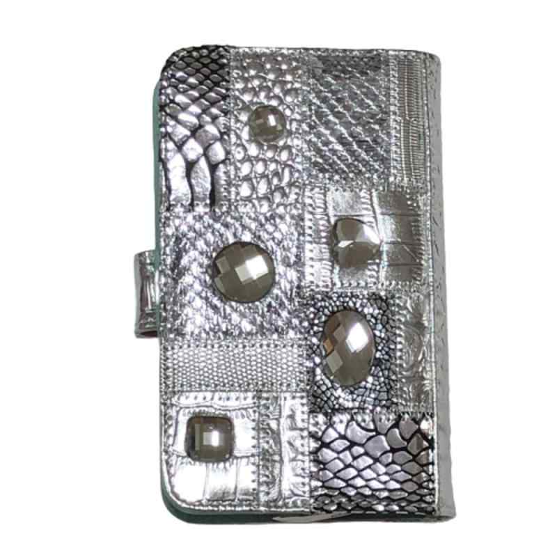 [ミケランジェロ] イタリアンレザー折り財布 パッチワーク シルバー 並行輸入品 [並行輸入品]｜luck-luck
